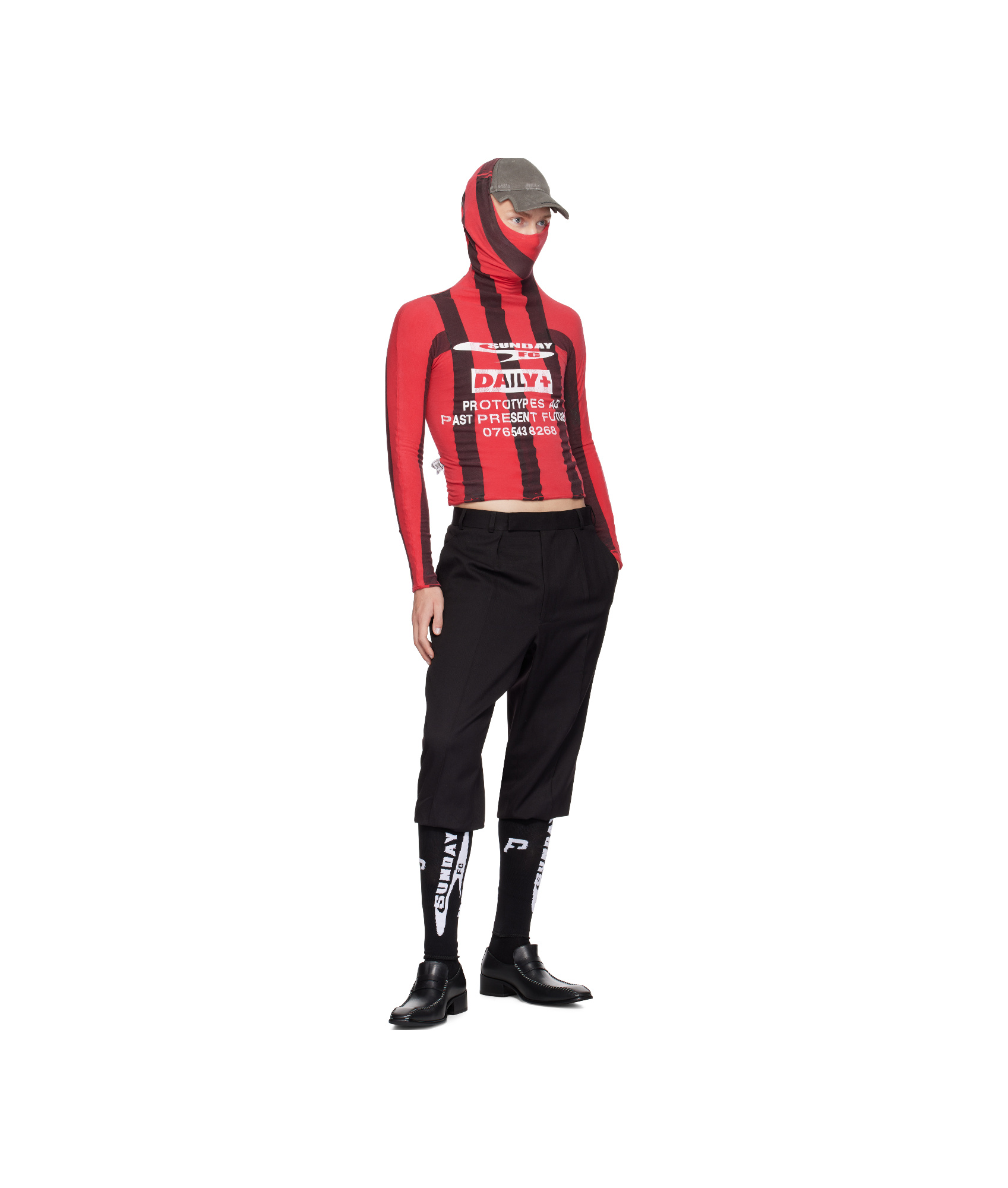 Prototypes Twisted Hood Longsleeve Hoodie In Red
