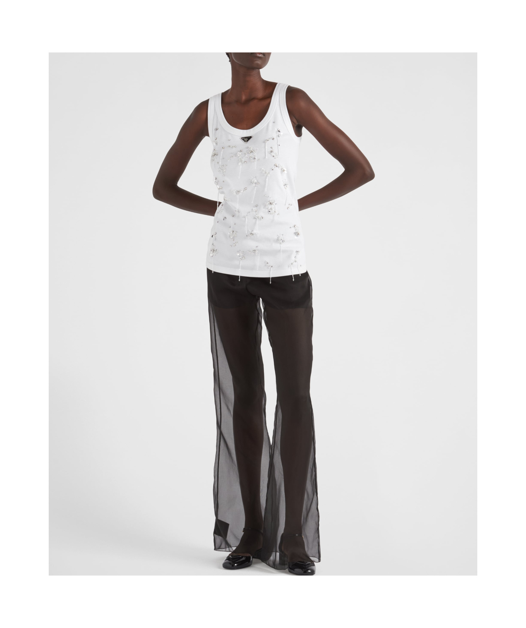 Prada Women's Cotton Tank Top In White