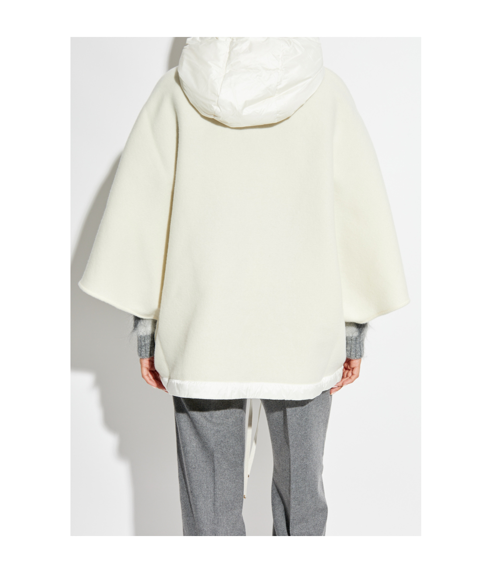 Moncler Hooded Wool Cashmere Cape In White
