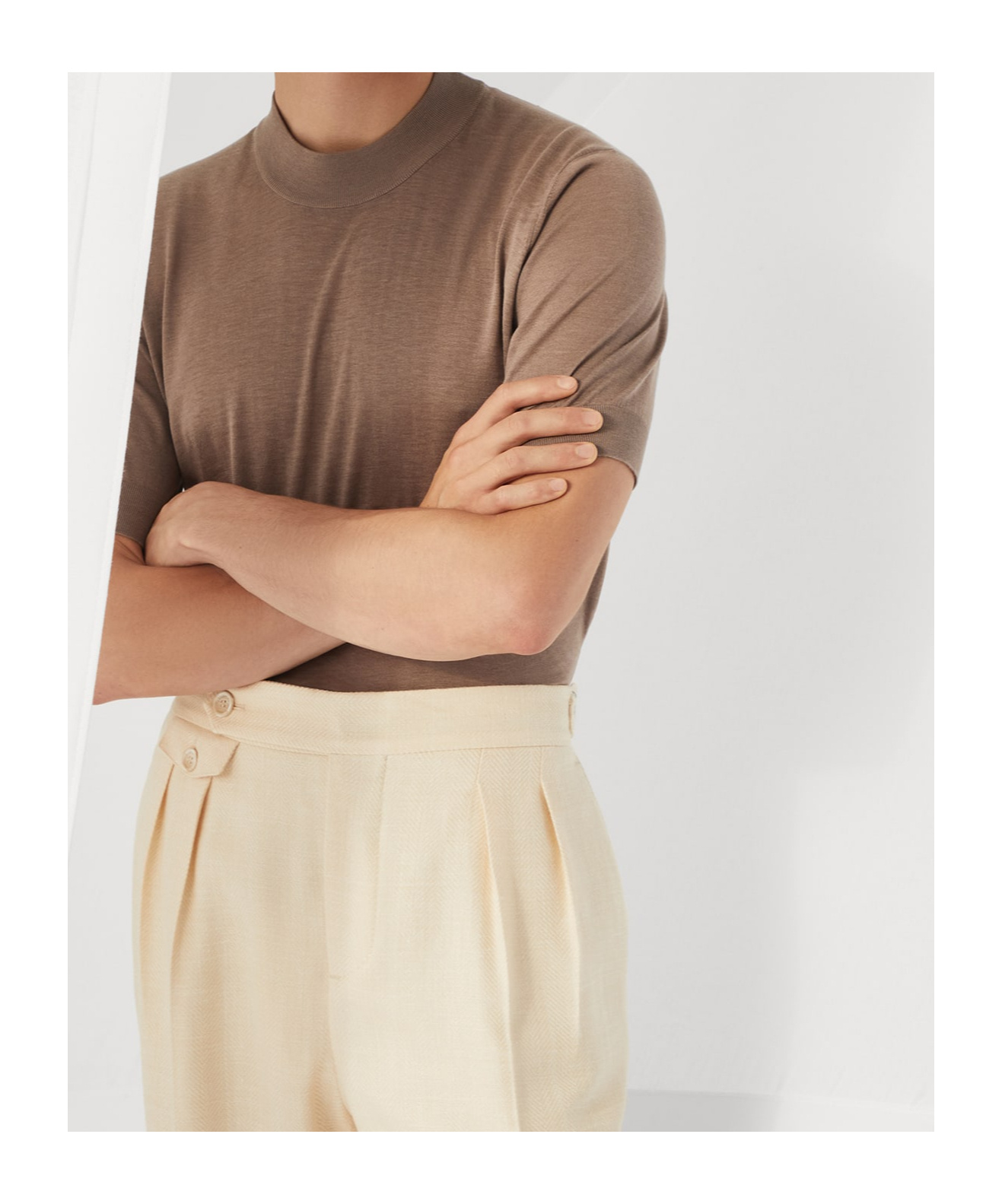 Brunello Cucinelli Knitted T-shirt In Nude