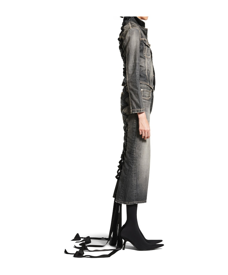 Shop Balenciaga Women's Lace-up Jacket In Dark Grey In Dark Gray