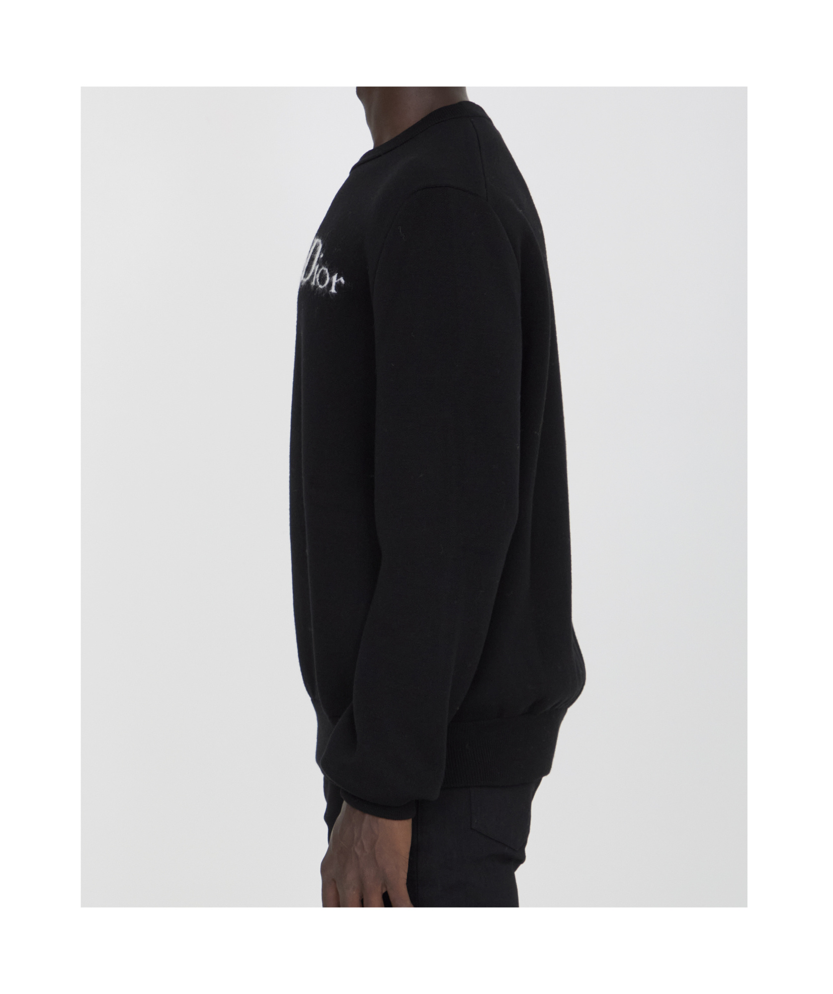 Dior Logo Long-sleeved Sweater In Black