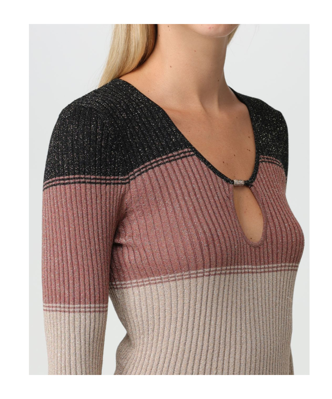 Liu •jo Lurex-detail Striped Ribbed-knit Top In Multi
