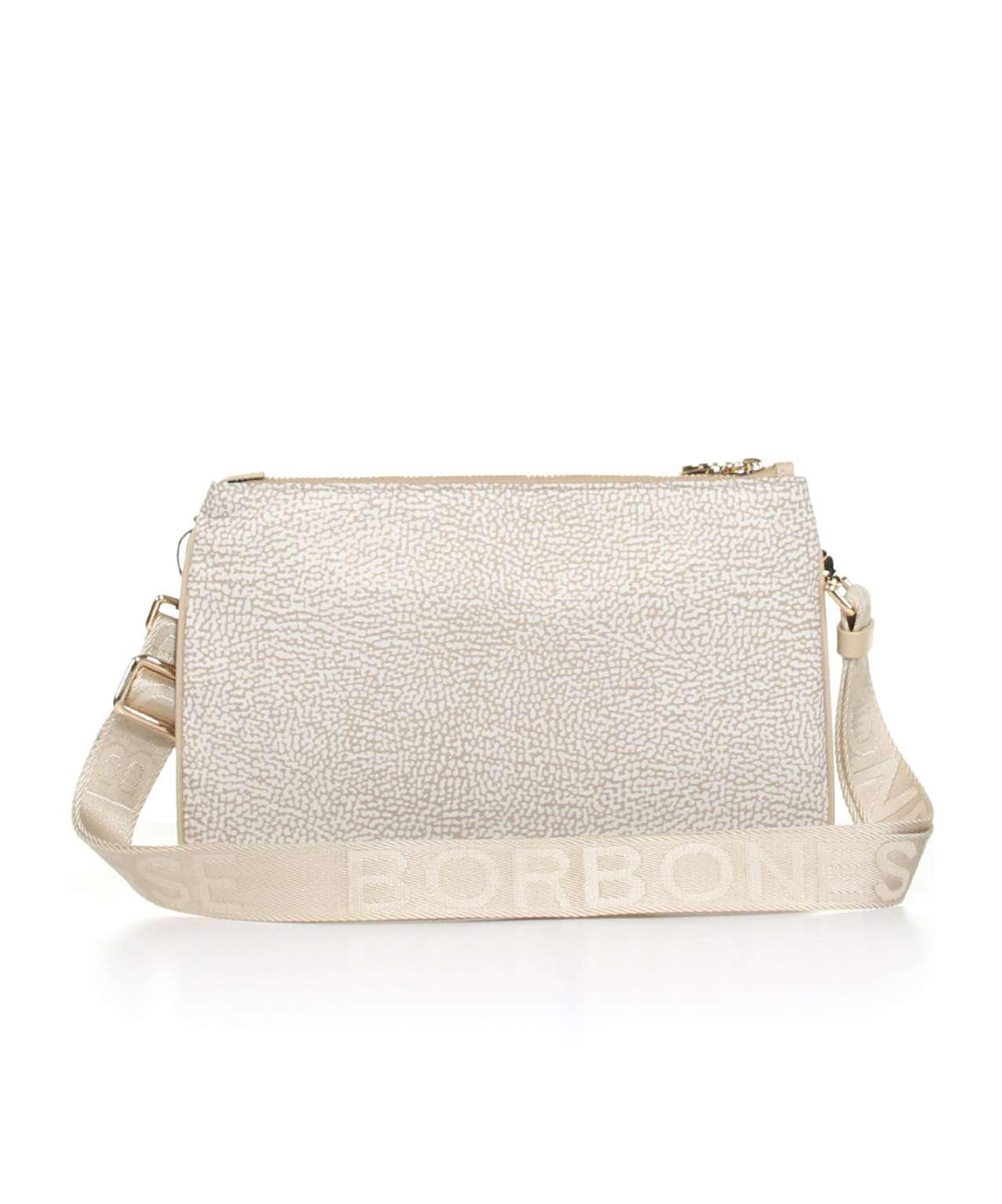 Borbonese Zippered Shoulder Bag In White