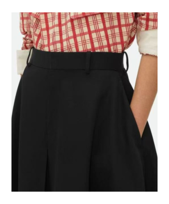 Bottega Veneta Stretch Cotton Blend Skirt With Button Embellishments In Black