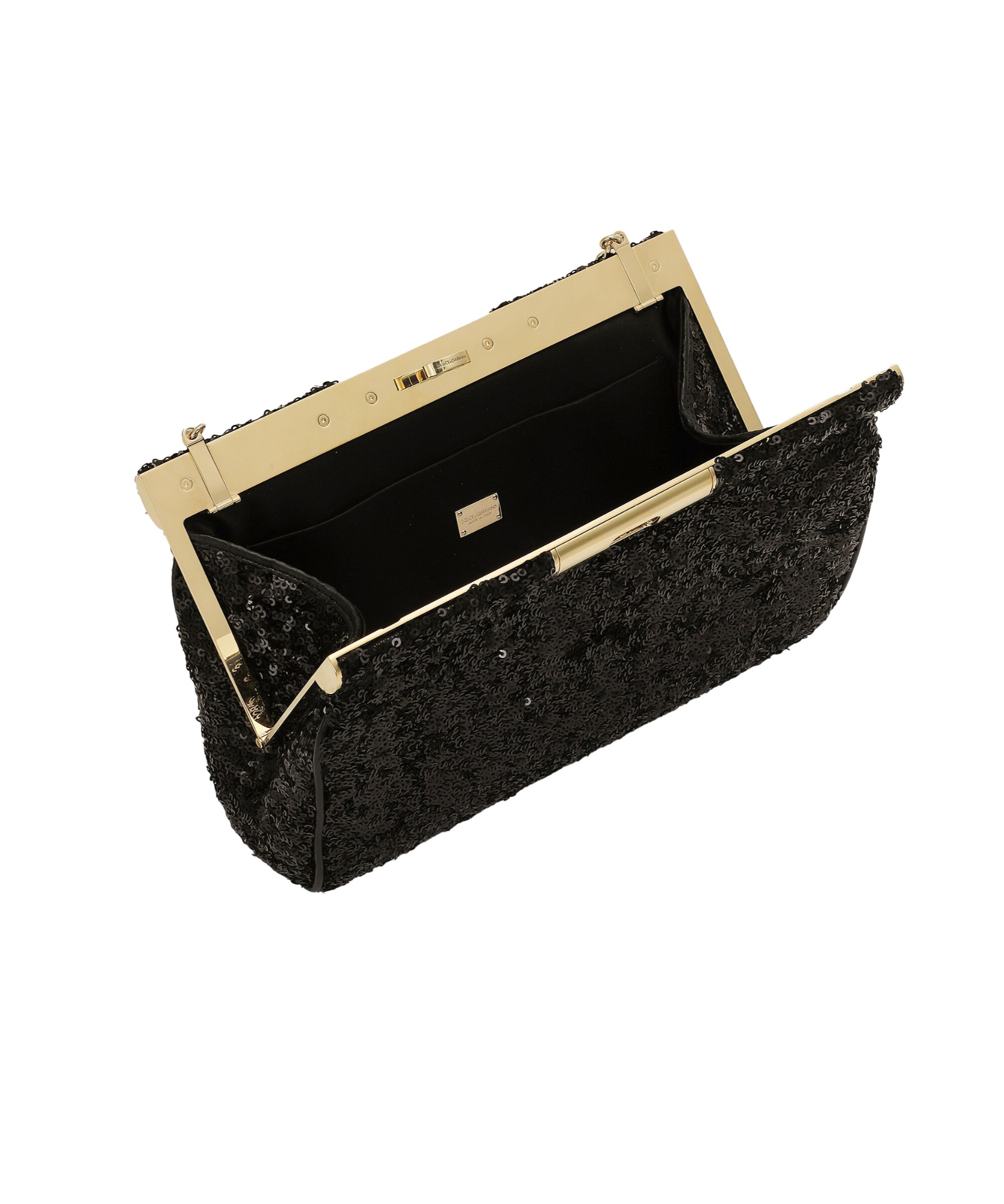 Dolce & Gabbana Sequined Clutch Bag In Black