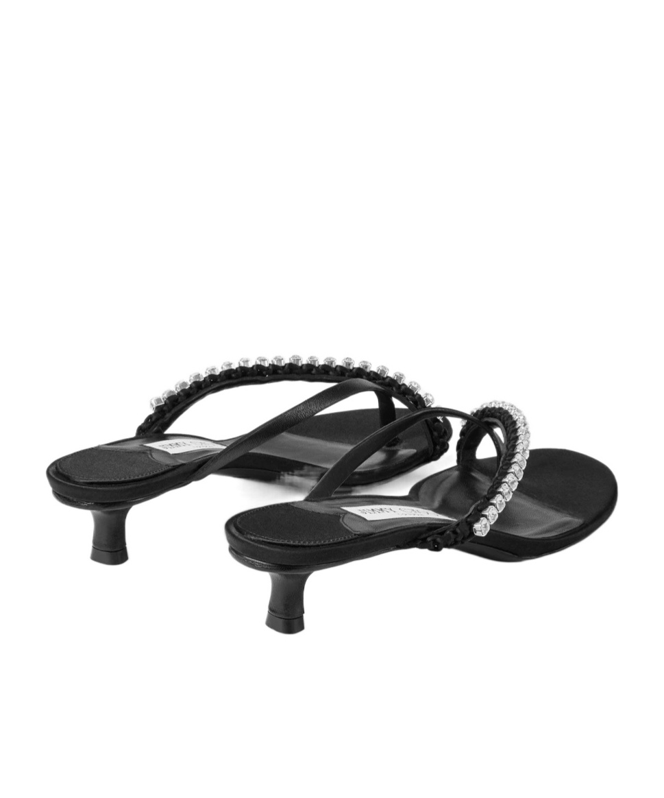Jimmy Choo Nappa Leather And Satin Dila 35 Mules