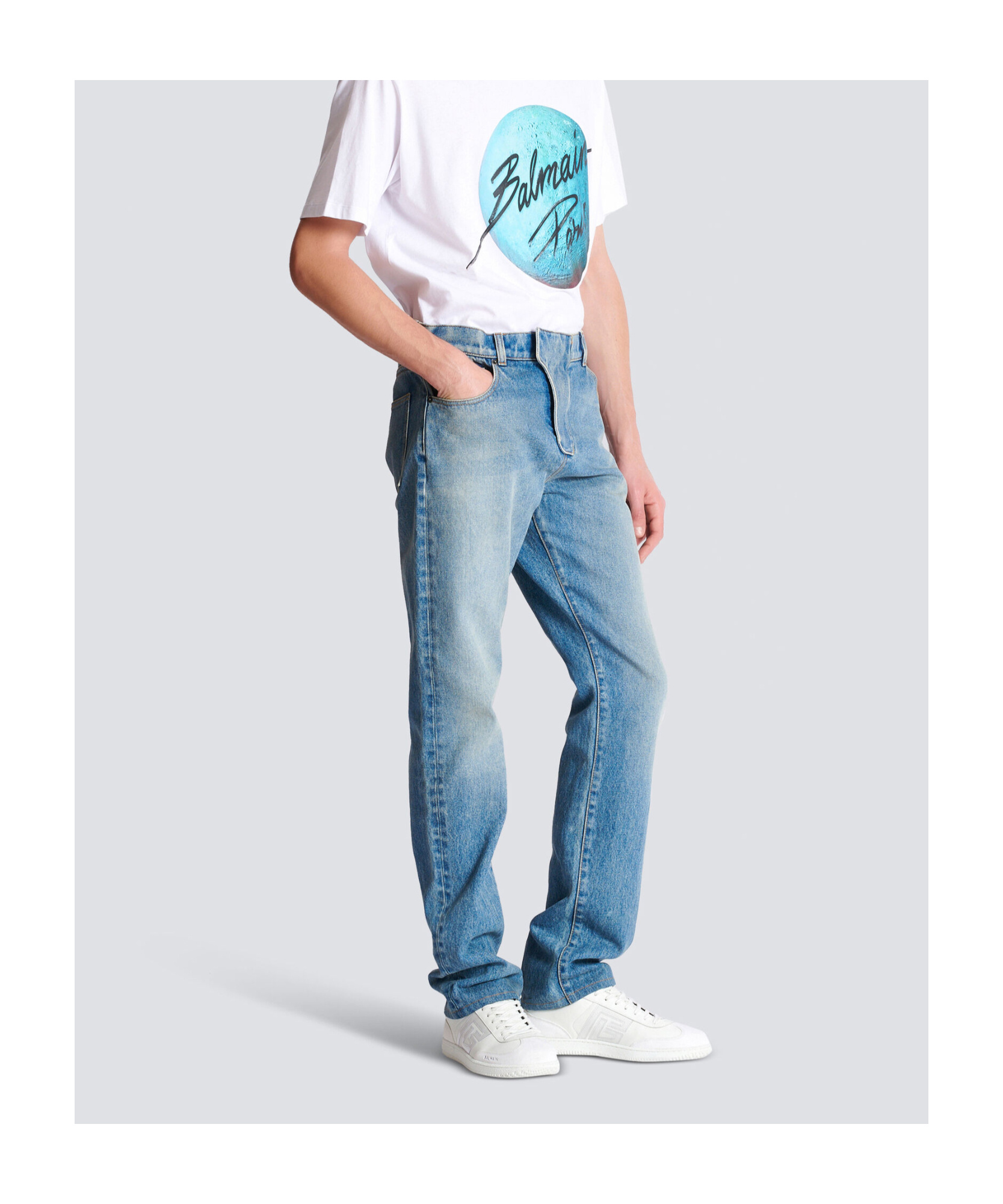 Balmain Appliqué Jeans - Men's - Cotton In Blue