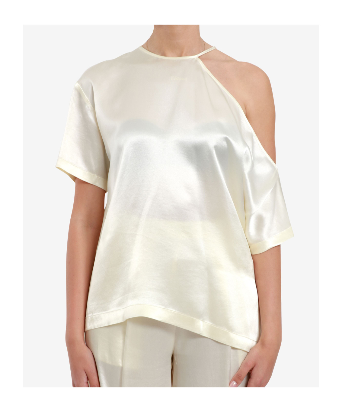 Erika Cavallini Asymmetrical Shoulder Blouse In White