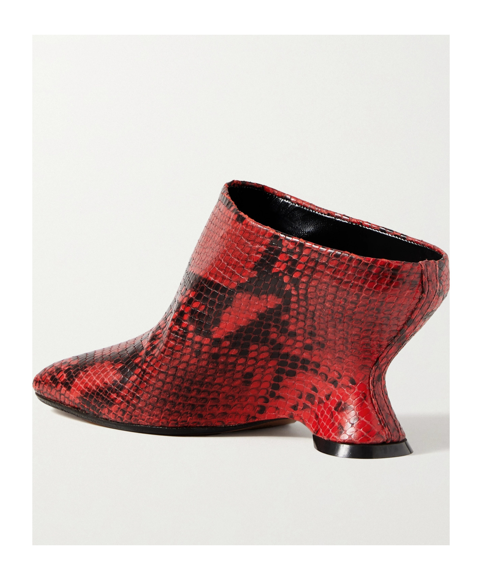 Dries Van Noten Snake-effect Leather Mules In Red