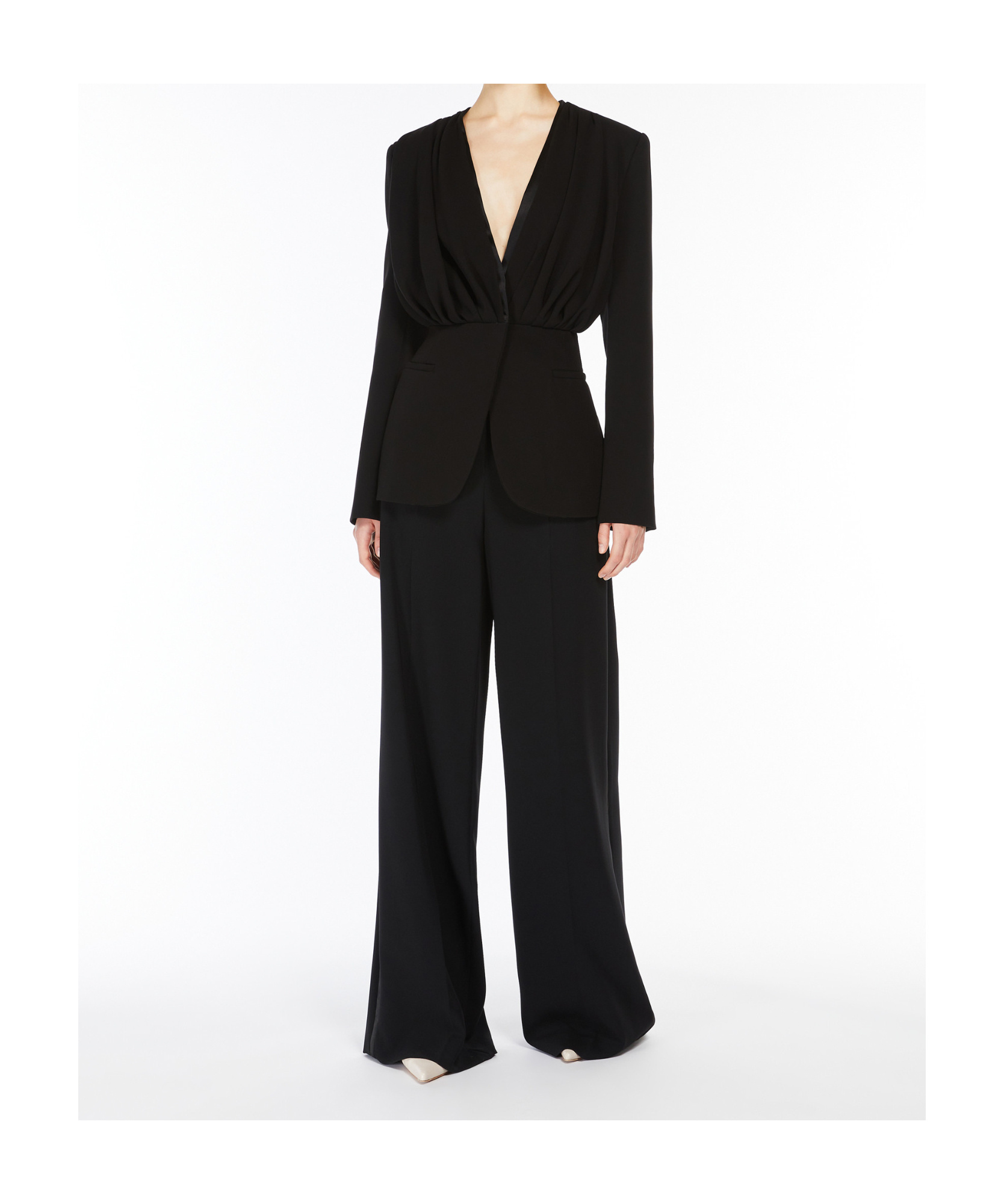 Shop Max Mara Draped Crêpe Jacket In Black