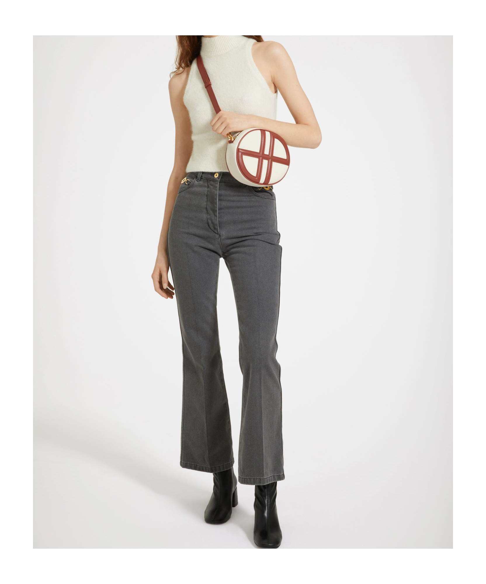 Patou Flared Trousers In Organic Cotton Denim In Gray