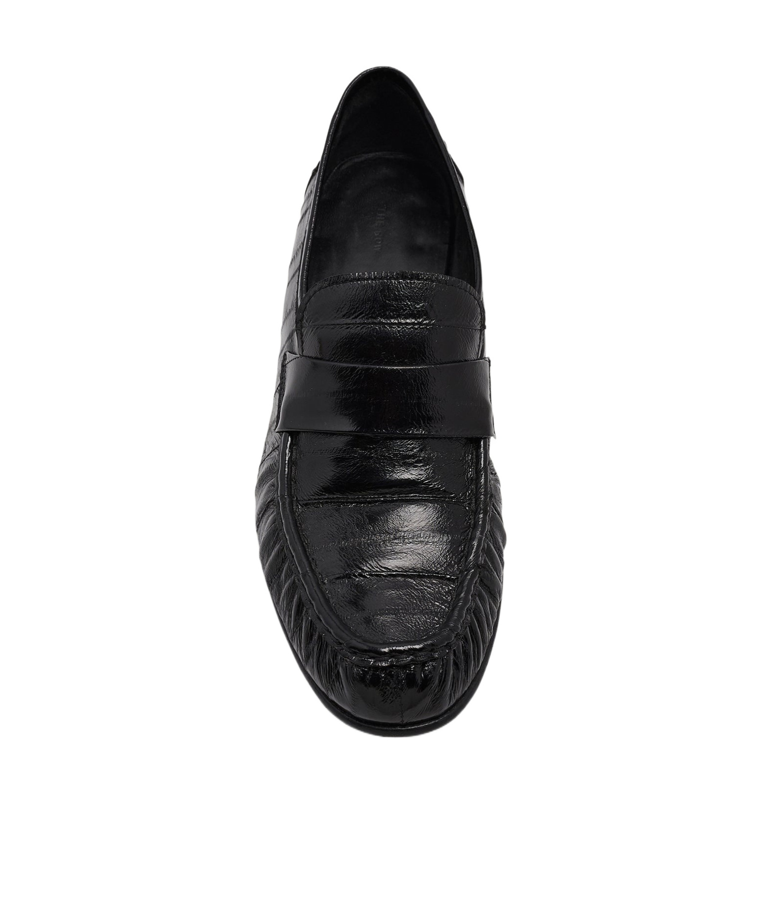 The Row Soft Leather Flat Loafers In Black