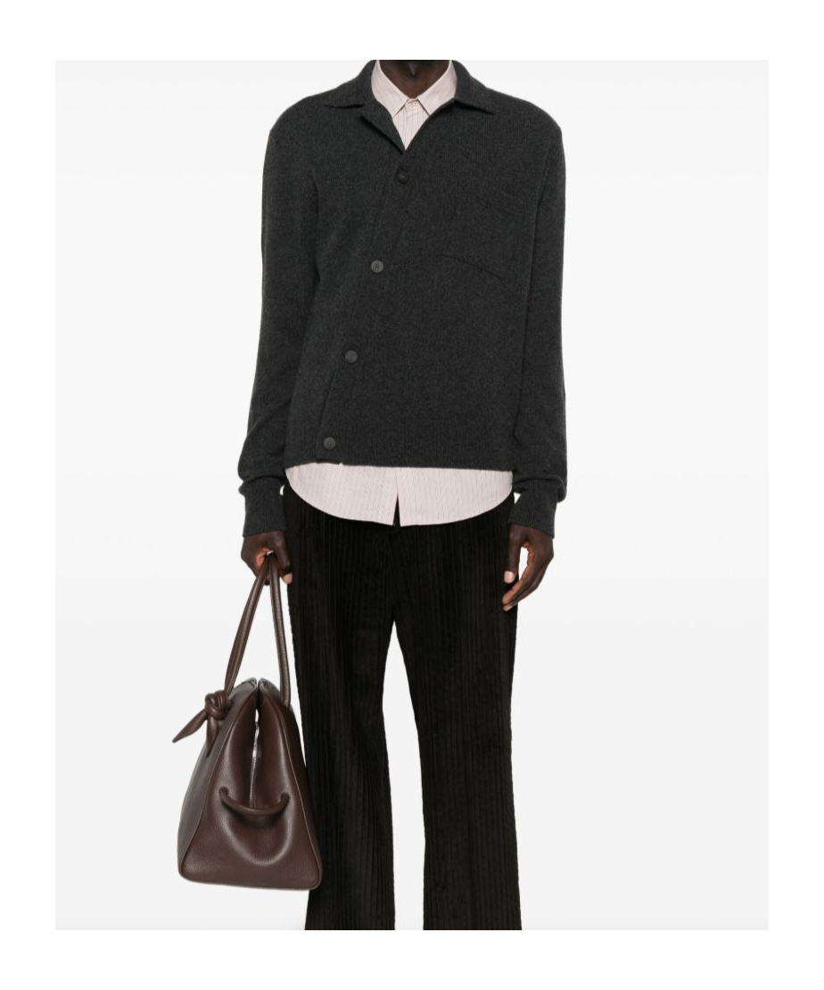 Jacquemus Crewneck Sweater With Collared Design And Pocket In Black