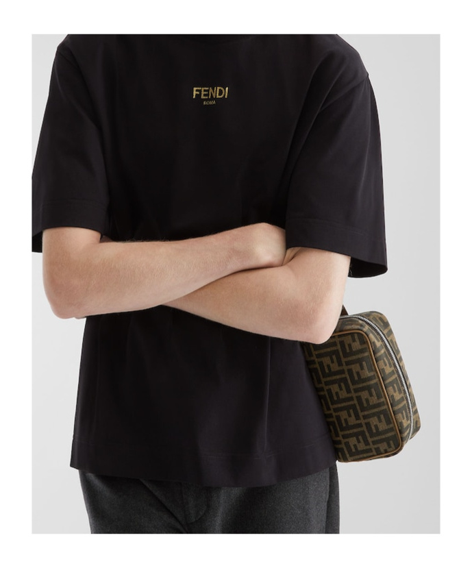 Shop Fendi Brown Ff Jacquard Toiletry Case In Black