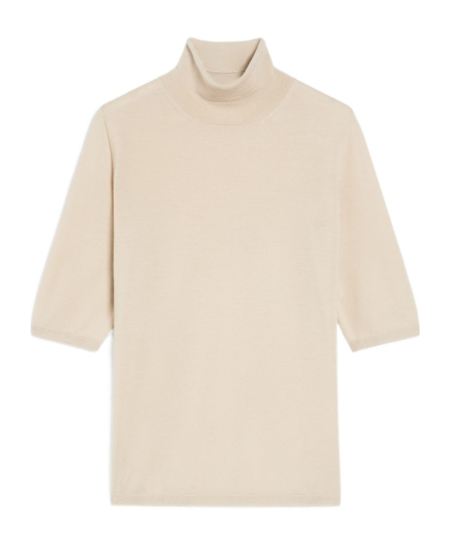 Max Mara Cecina Wool Knit Turtleneck Jumper In Nude