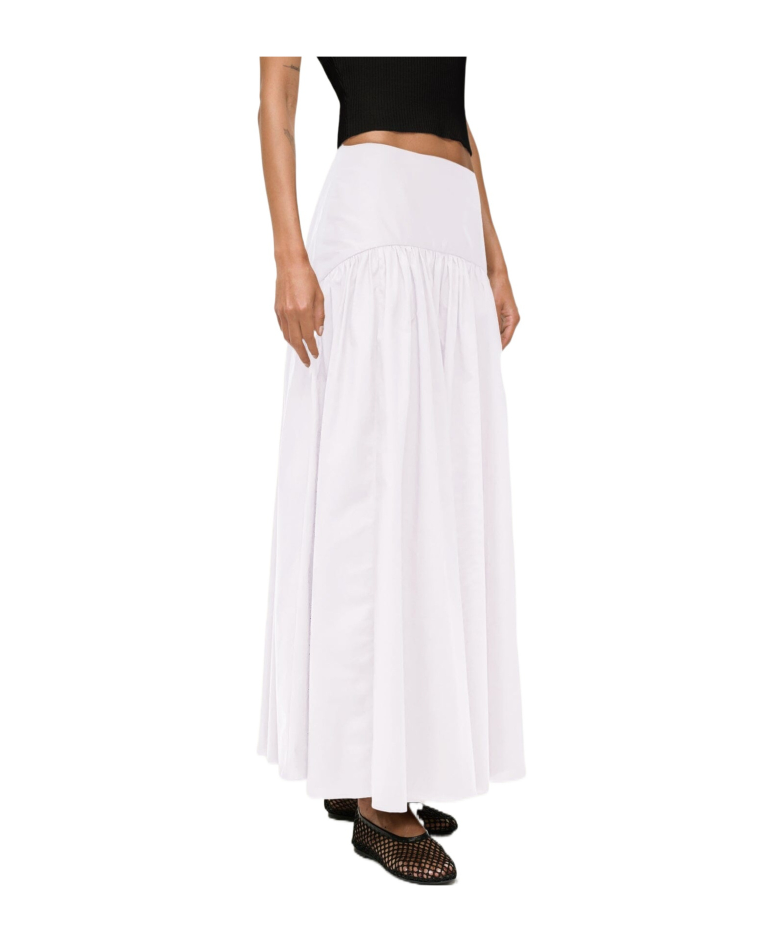 Staud Procida Cotton Popeline Maxi Skirt In White