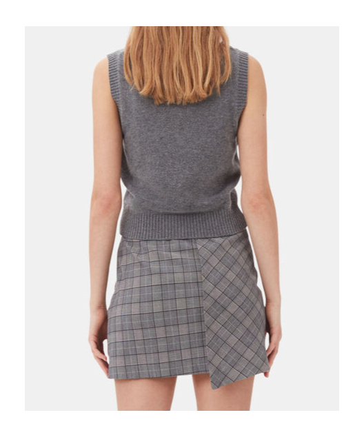 Ganni Knitted Vest With Logo In Gray