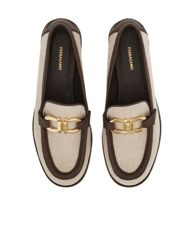 Ferragamo Slip-ons With Contrast Trim And Gold-tone Hardware In Pink
