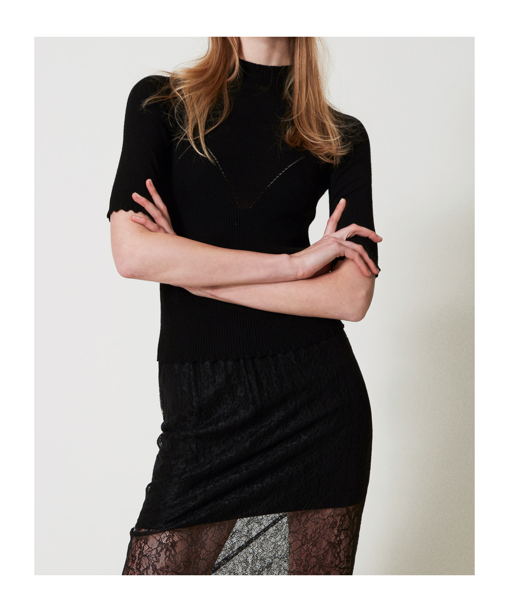 Shop Twinset Knitted T-shirt In Black