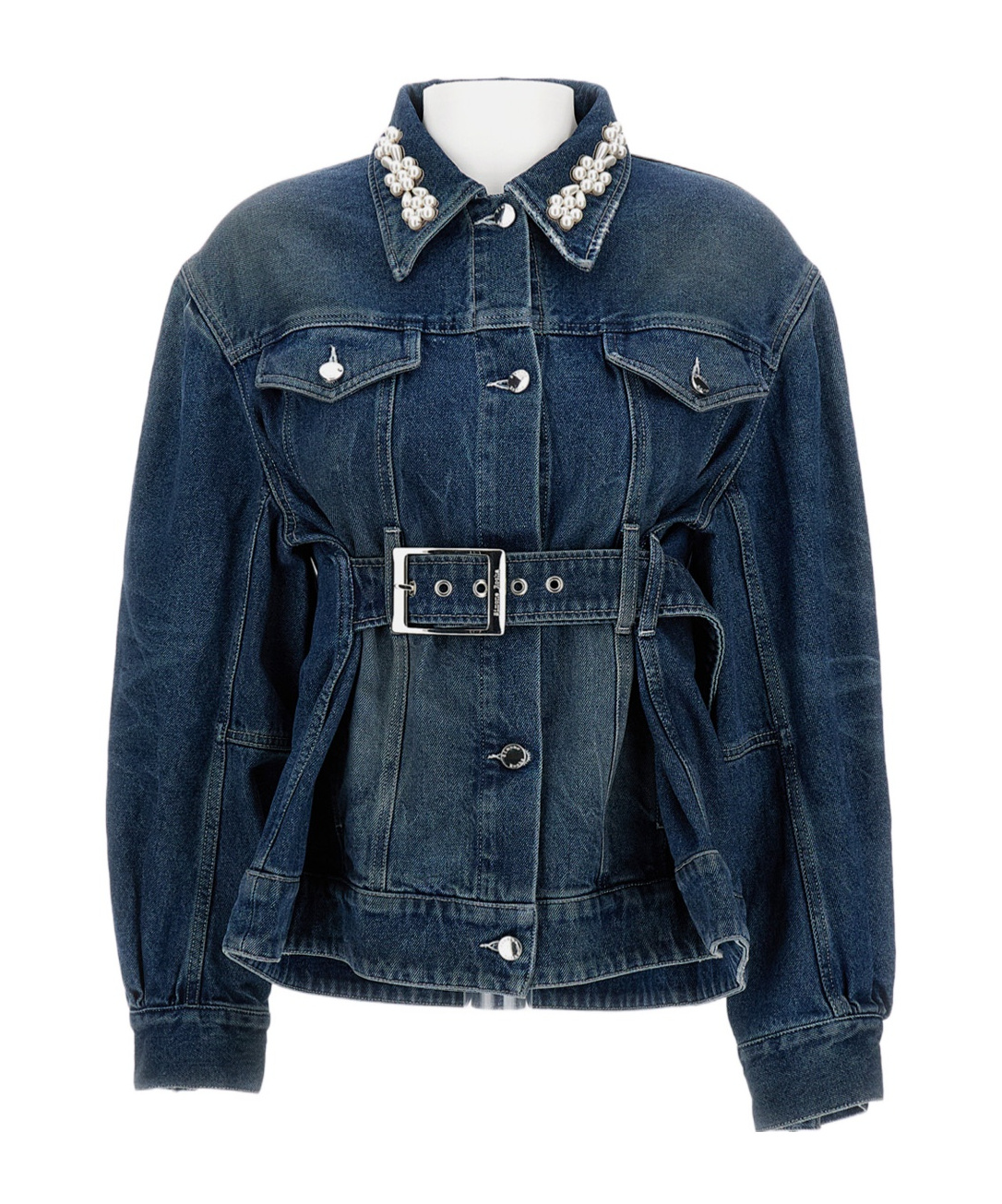 Simone Rocha Long-sleeved Denim Jacket In Blue
