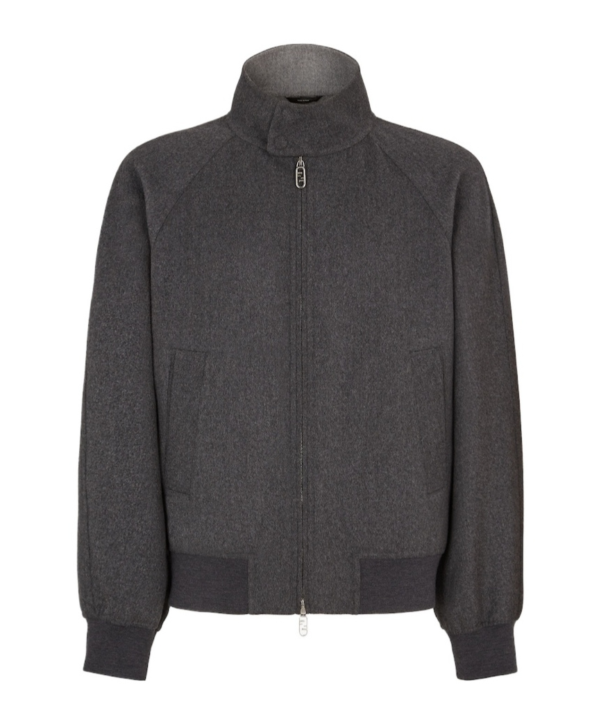 Shop Fendi Grey Cashmere Bomber Jacket In Black
