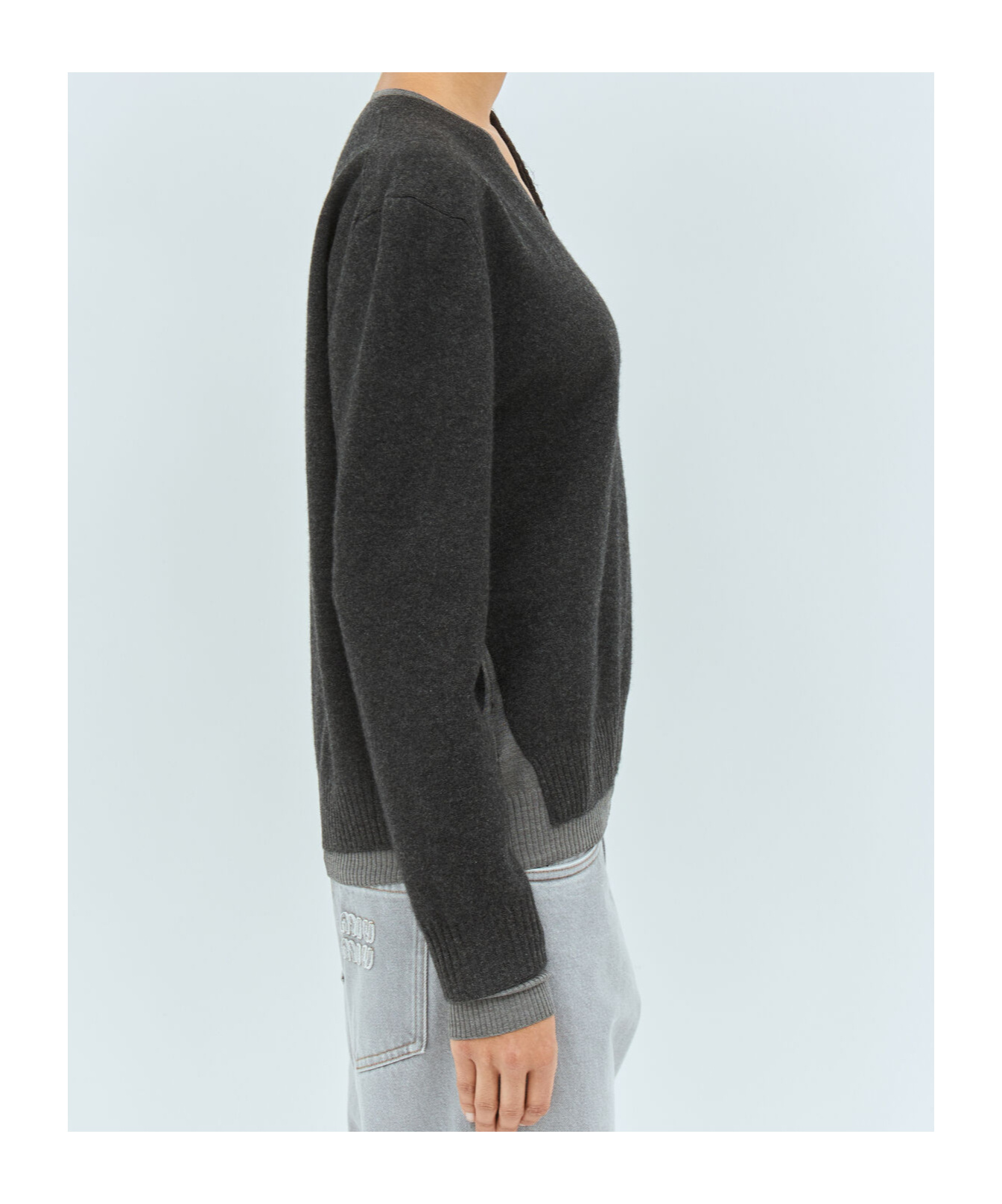 Miu Miu Women Logo Emboidery Sweater In Black