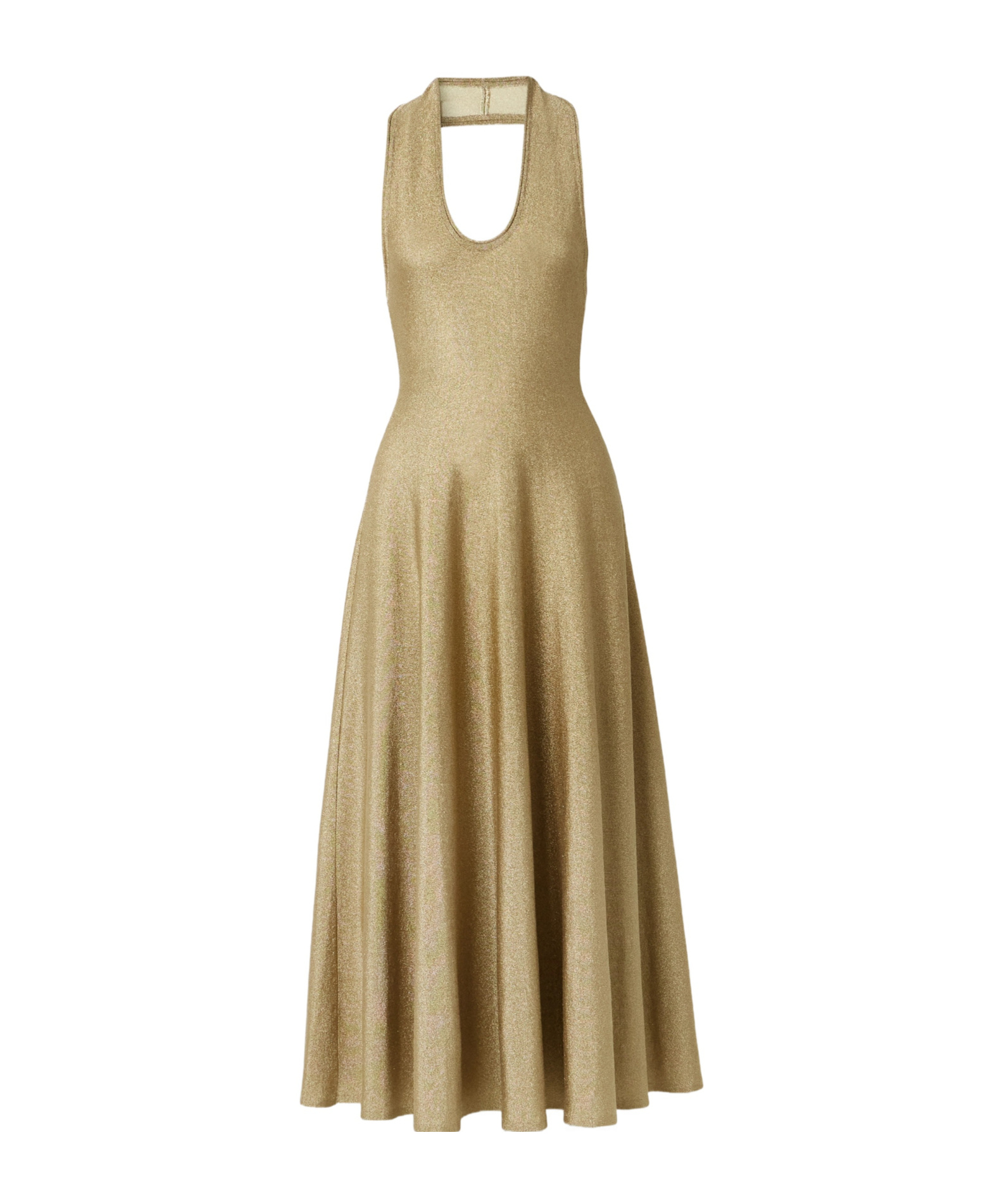 Khaite Melina Lurex Halterneck Midi Dress In Brown