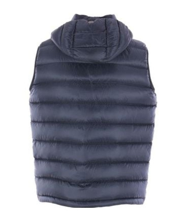 Herno Quilted Hooded Sleeveless Vest Pockets In Blue