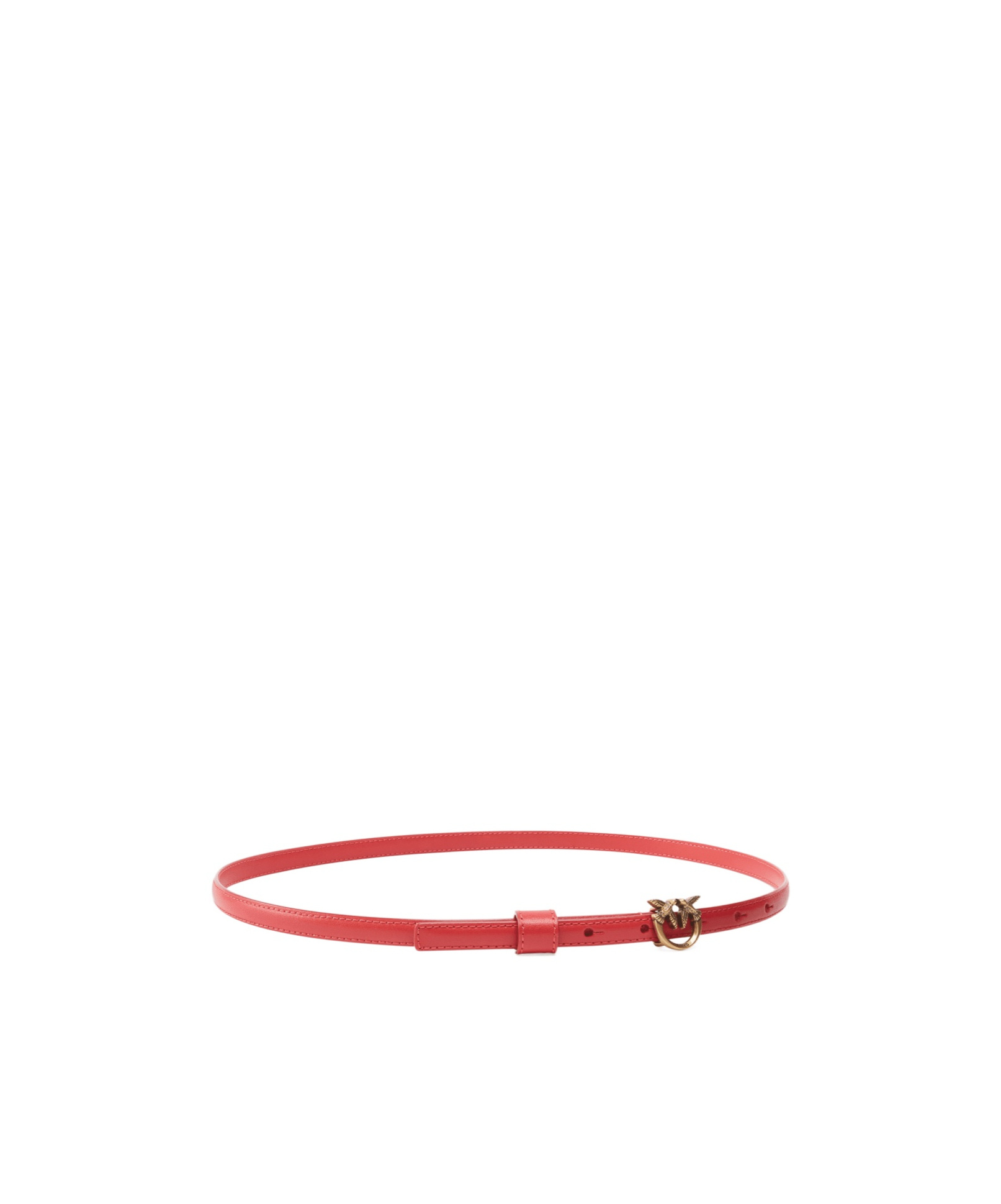 Pinko Thin Belt With Love Birds Buckle, 1cm In Red