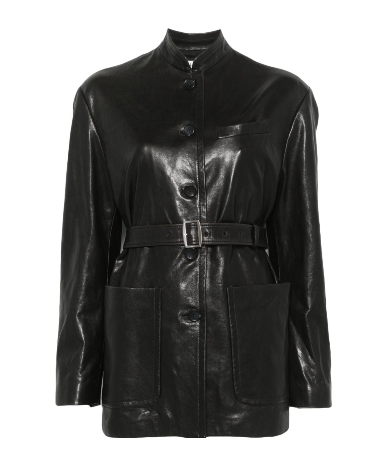 Bally Belted Stand Collar Jacket With Detachable Belt In Black