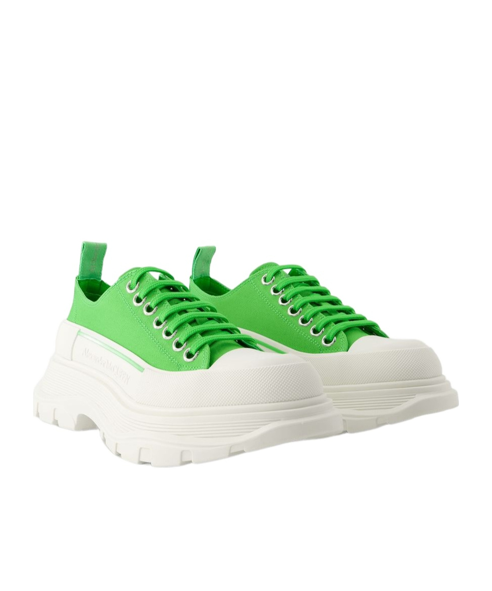 Alexander Mcqueen Sneakers Tread Aus Weissem Und Silberfarbenem Leder