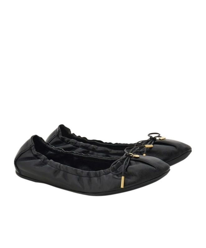 Ferragamo Elasticated Nappa Leather Ballet Flats In Black