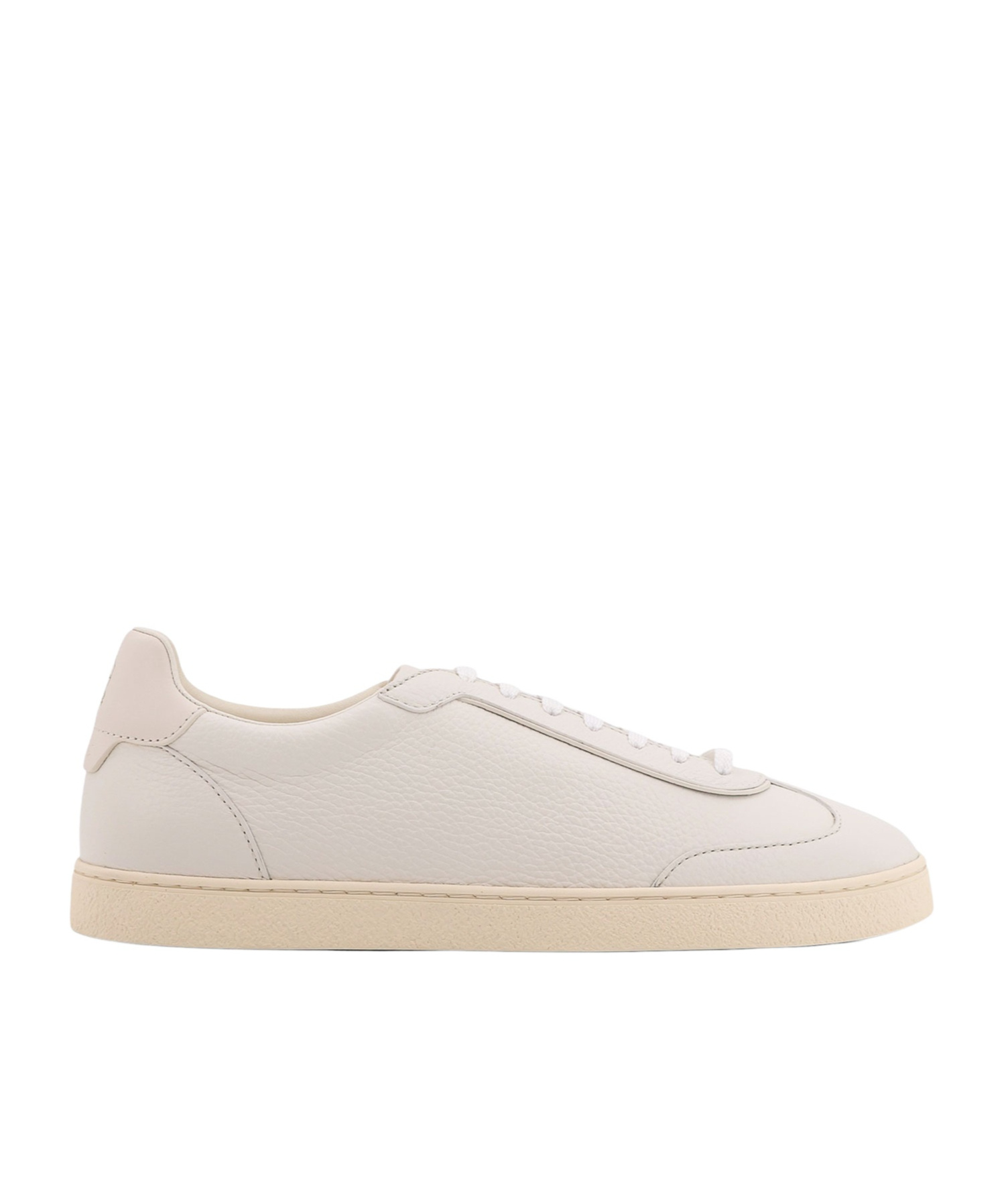 Brunello Cucinelli Leather Low-top Sneakers Rubber Sole In Neutral