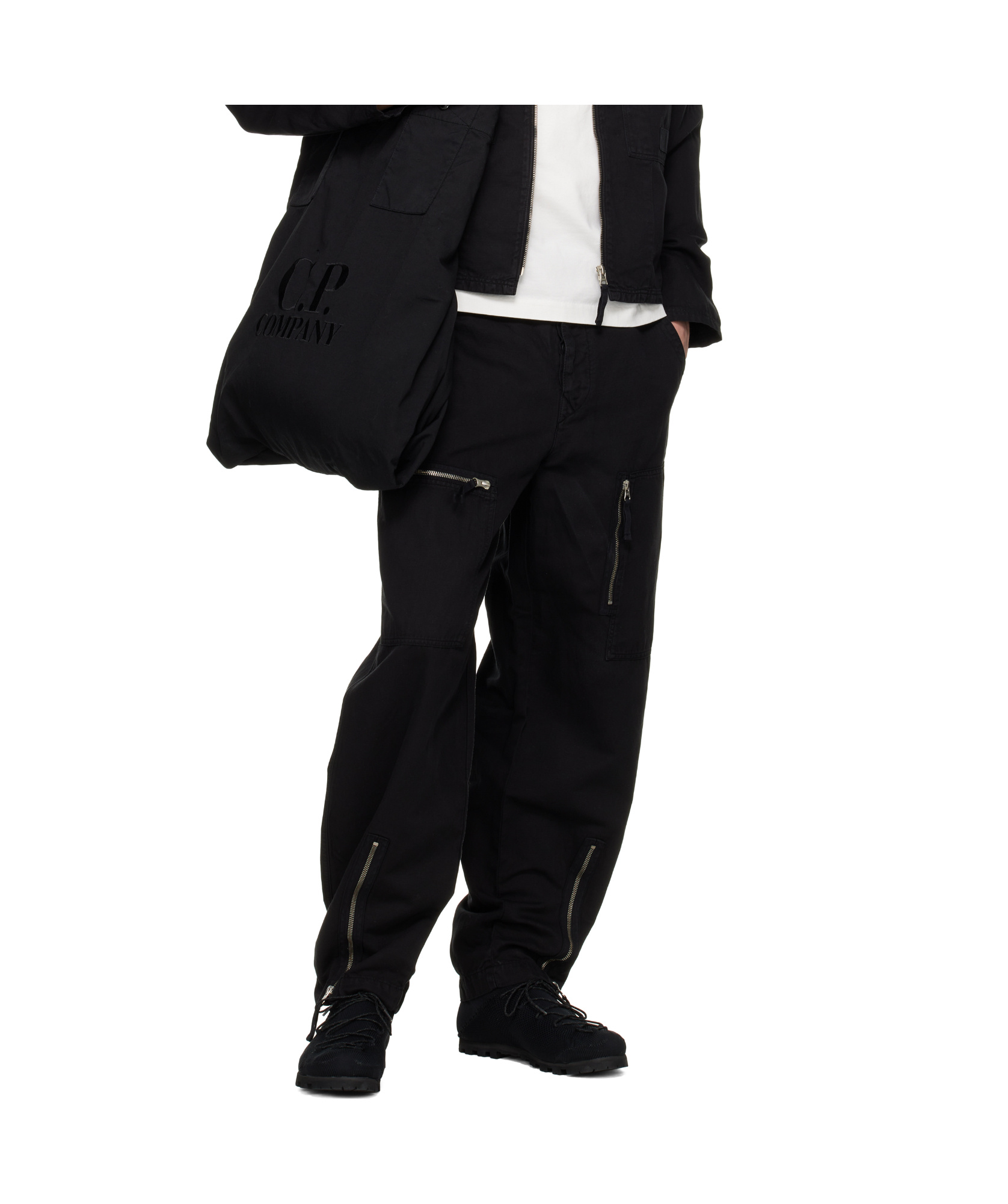 C.p. Company Belt Loops Slacks In Black