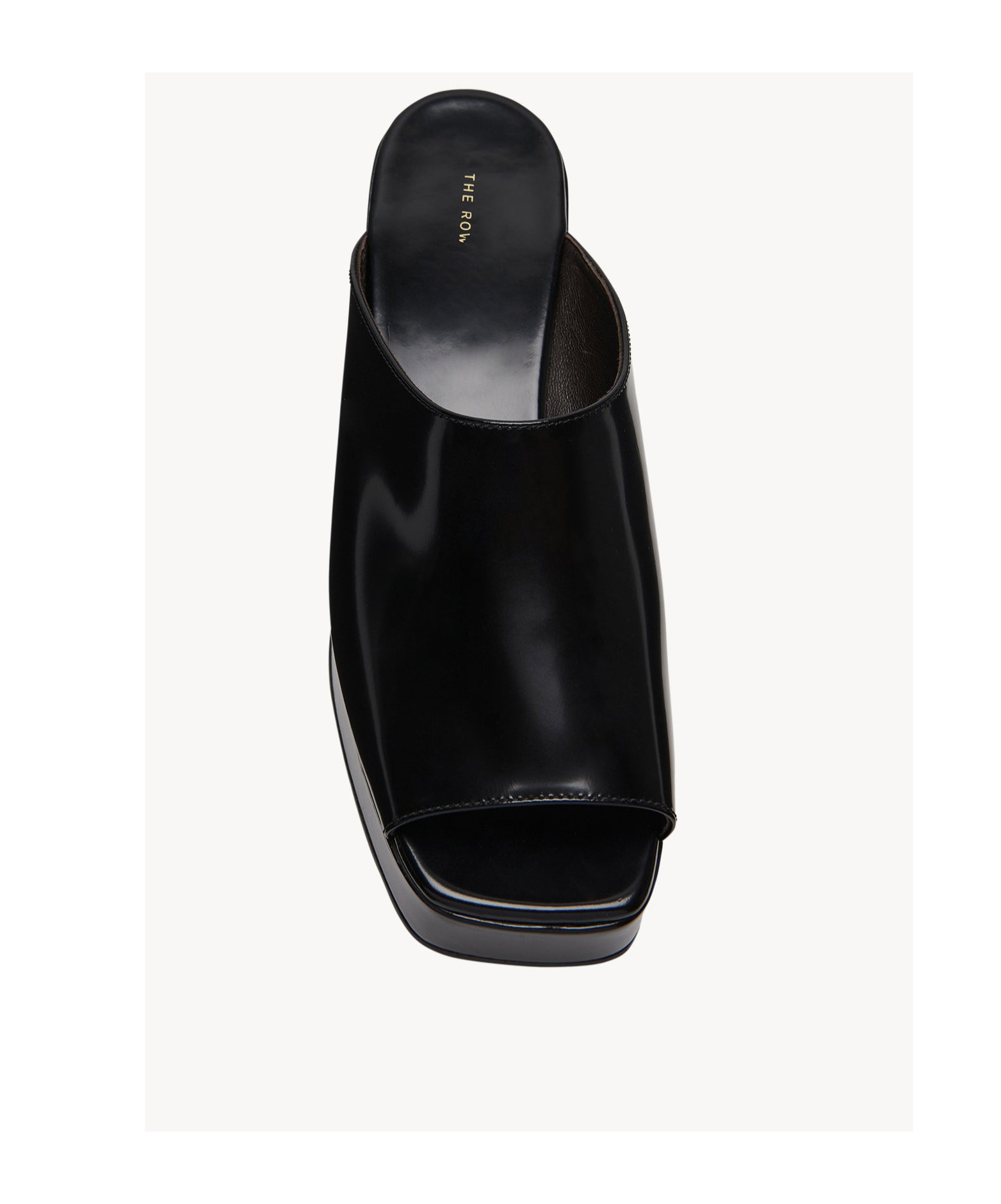The Row Emi Glossed-leather Platform Slides