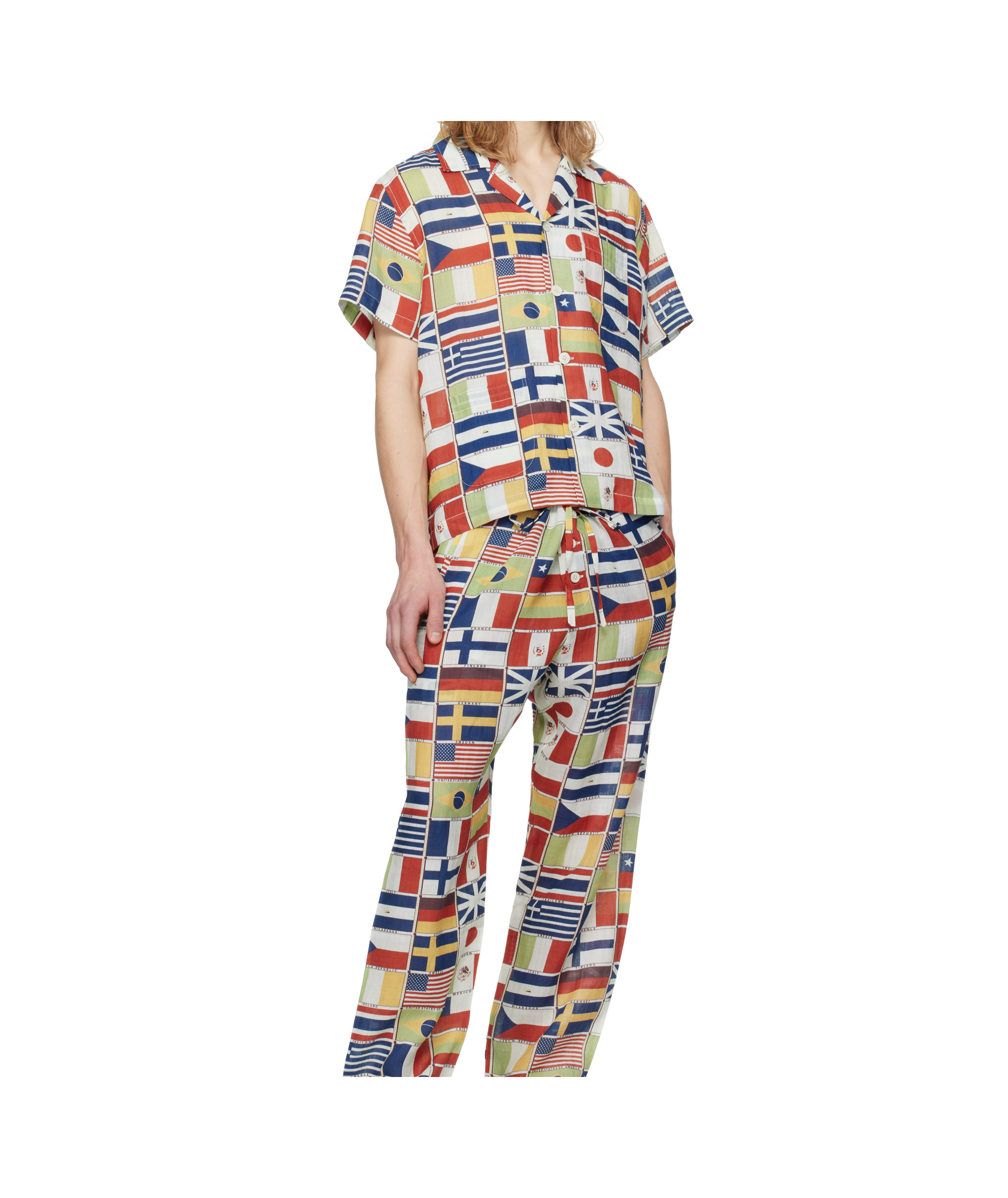 Bode International Camp-collar Printed Linen Shirt In Multicolor