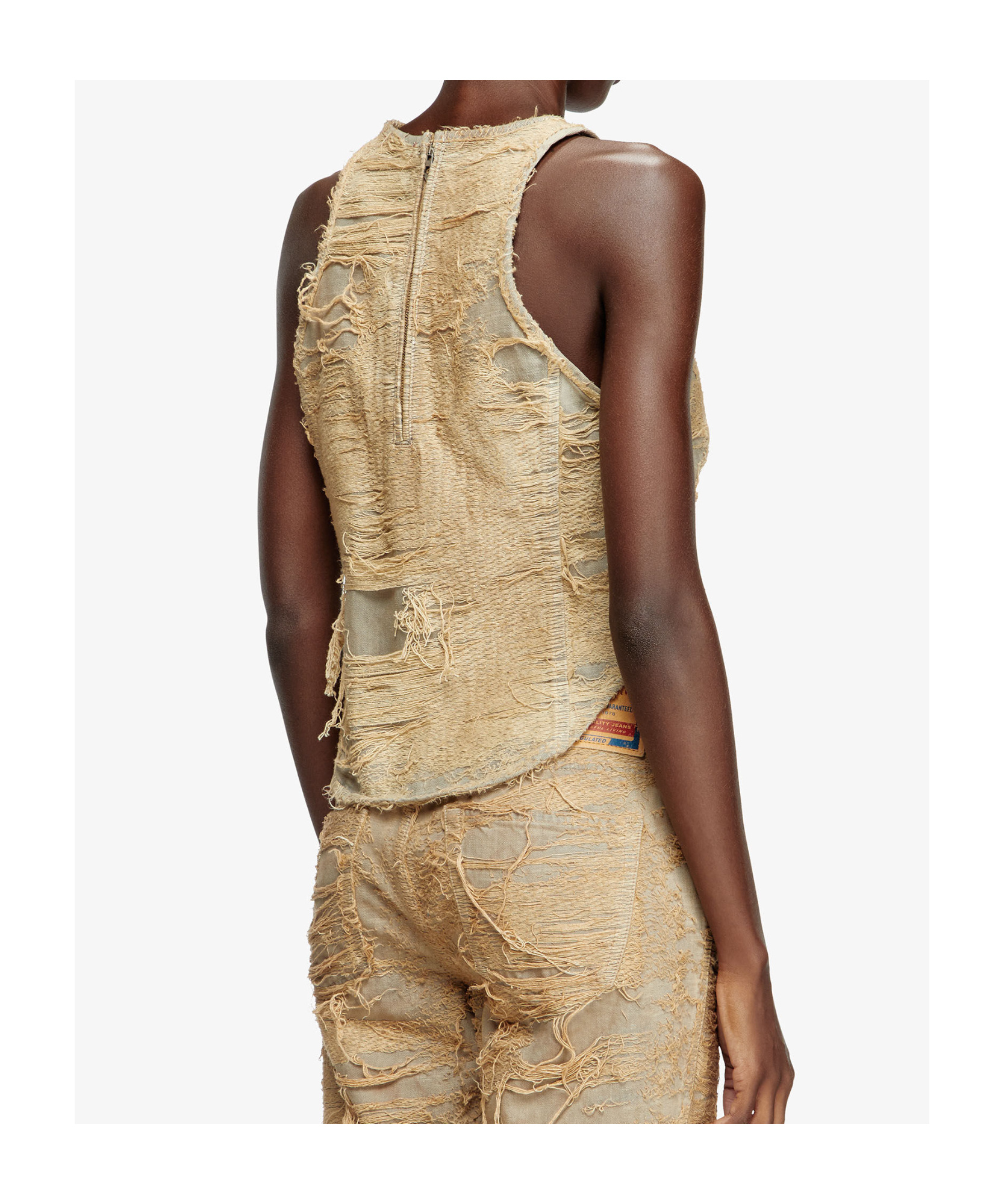 Diesel De Astro Fsg Cotton Top Destroyed Effect In Nude
