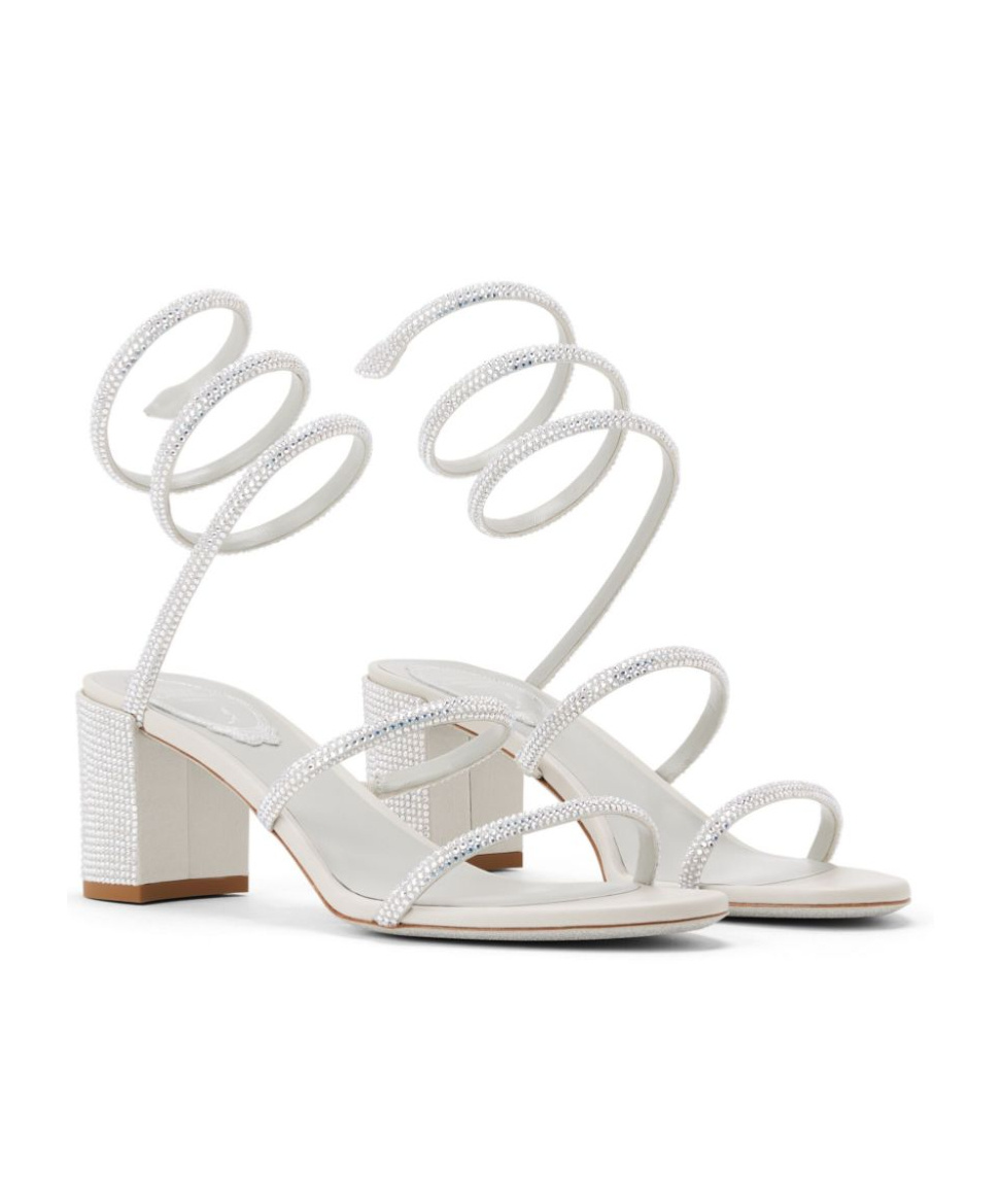 René Caovilla Cleo 60mm Leather Sandals In White