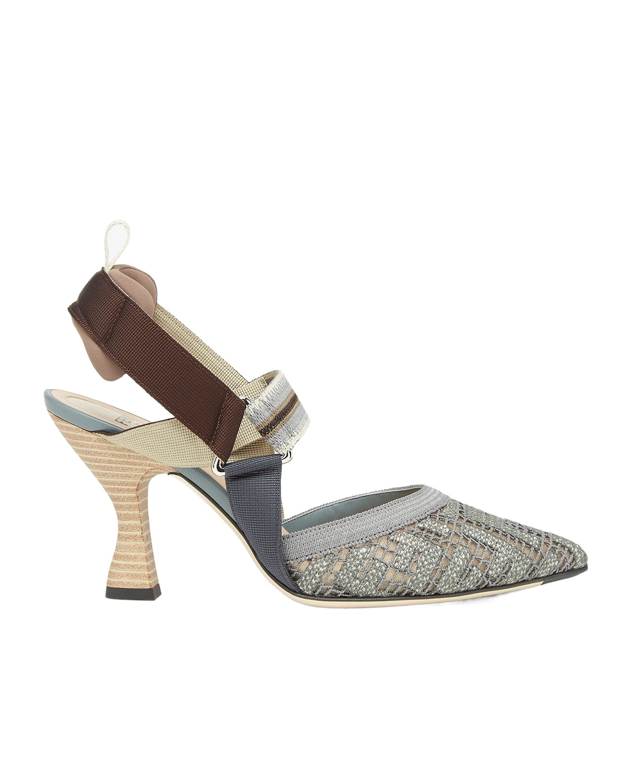 Fendi Colibri Embroidered High-heeled Sandals In Gray