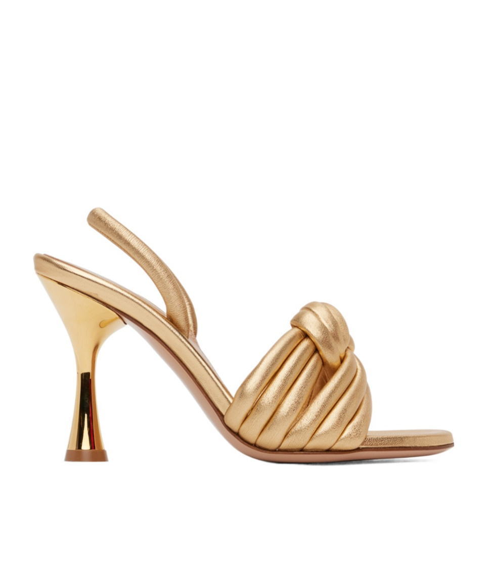 Shop Gianvito Rossi Knot Detail Heeled Sandals In Nude