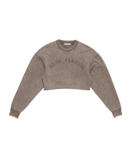 Acne Studios Round-collar Long-sleeve Hoodie In Gray