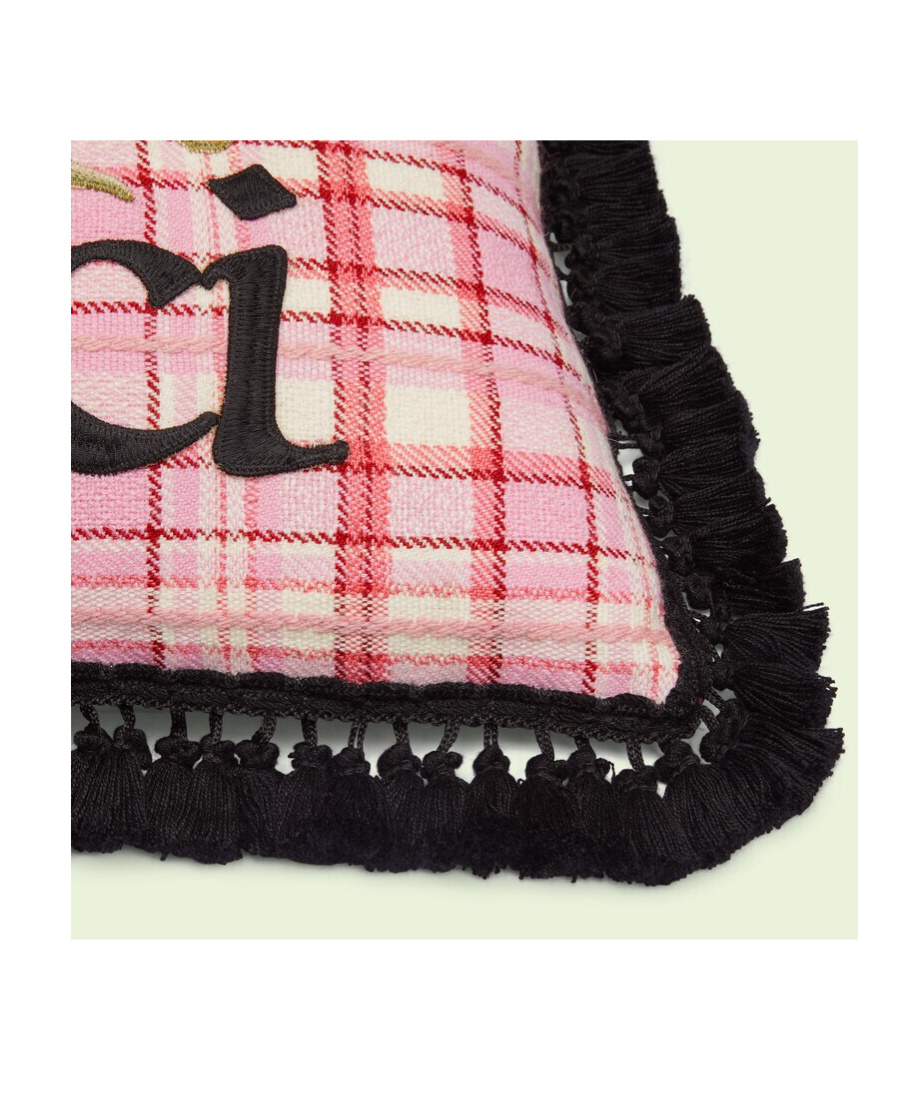 Gucci Embroidery Bouquet Decoration Pillow Pad In Pink