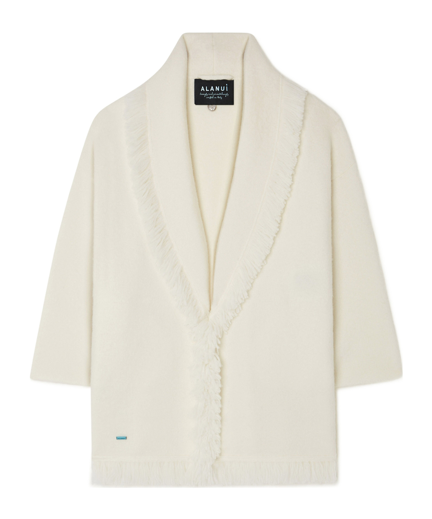 Alanui Finest Fringed Shawl-collar Cardigan In White