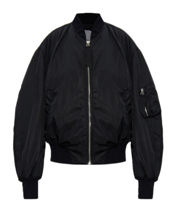 Shop Attico Bishop-sleeves Bomber Jacket In Black