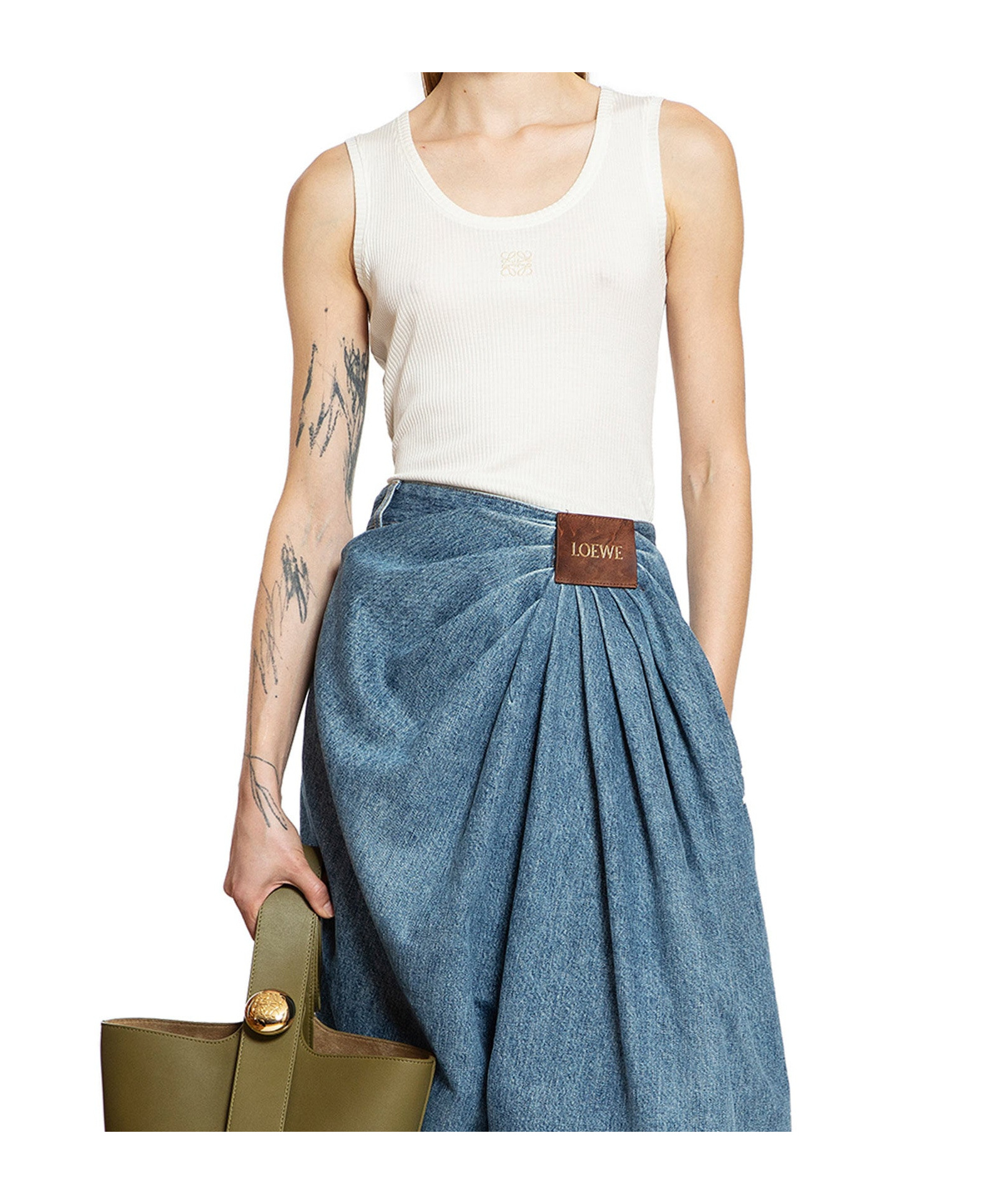 Loewe Anagram Tank Top In Silk In White