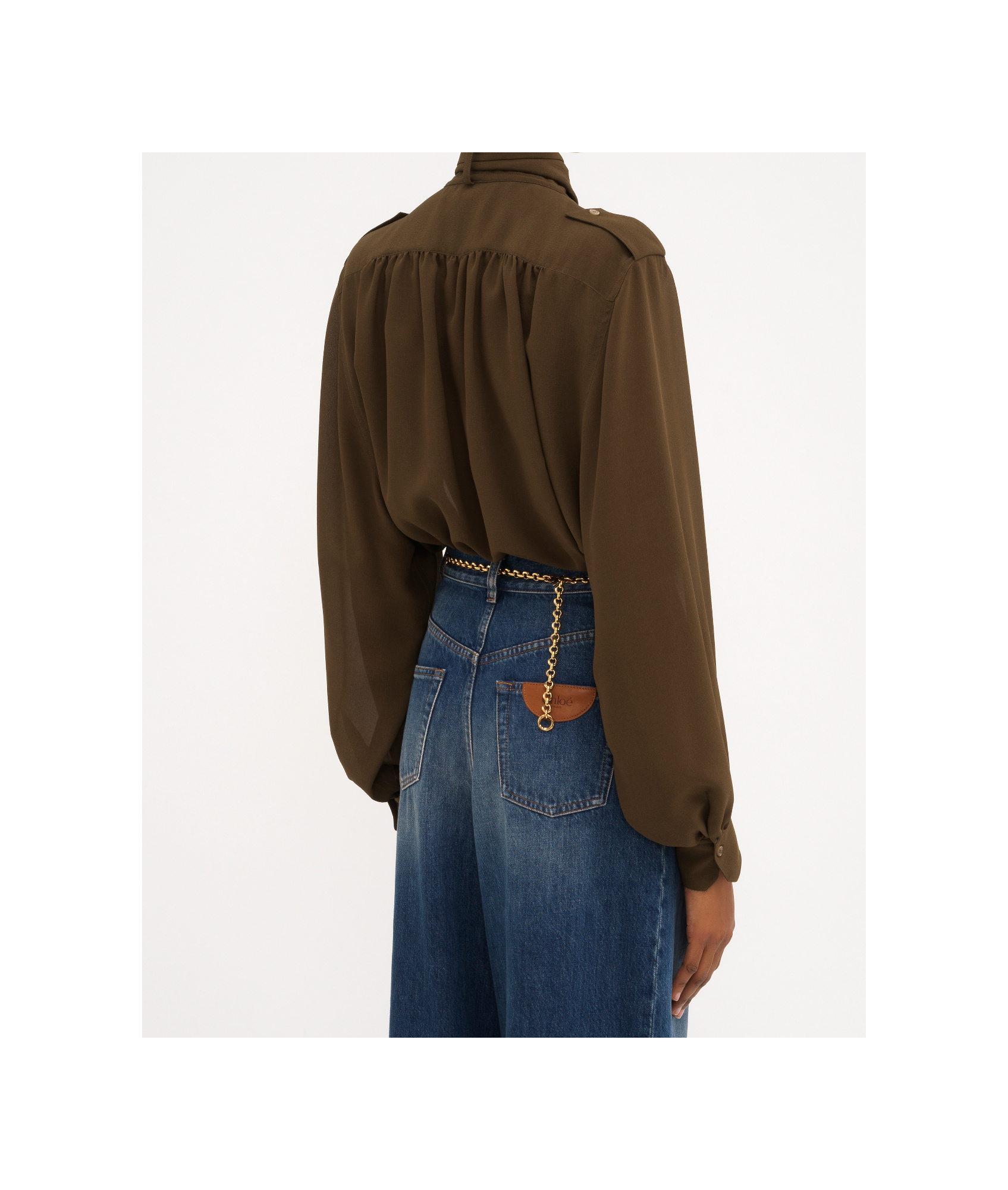 Chloé Silk Long-sleeved Shirt In Green