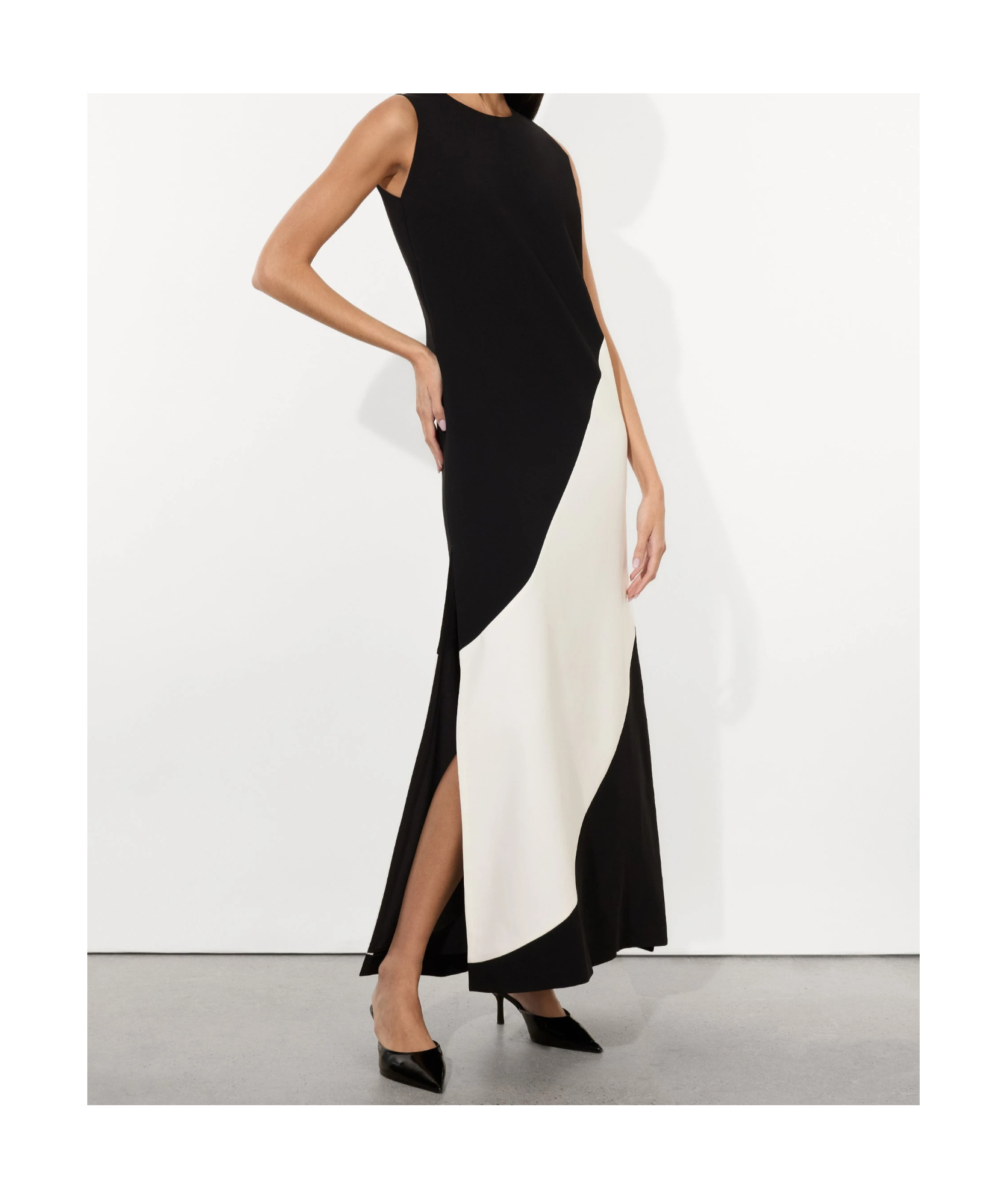 Alice And Olivia Kate Midi Dress In Black/off White