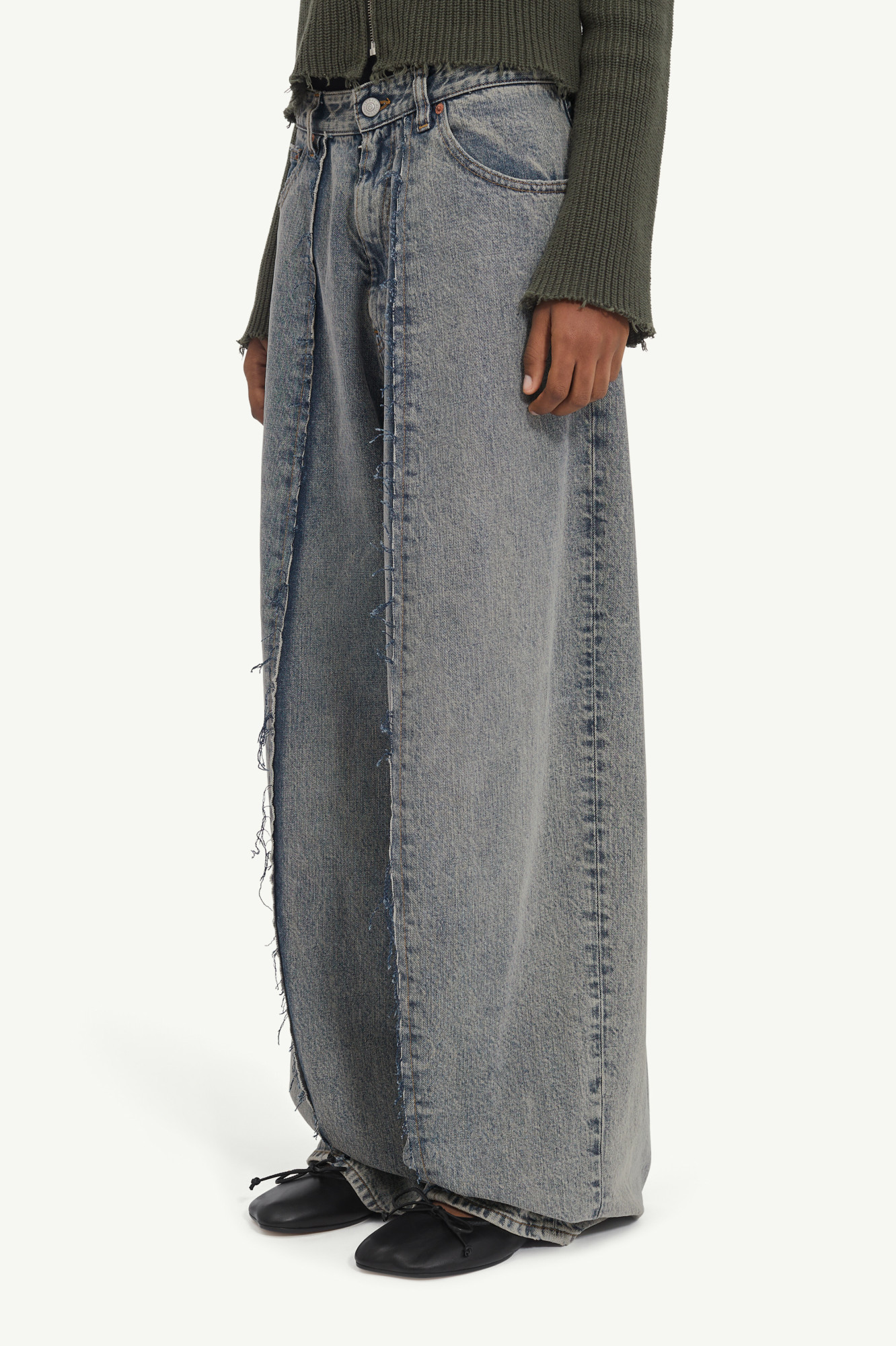Shop Mm6 Maison Margiela 5-pocket Denim Trousers In Gray