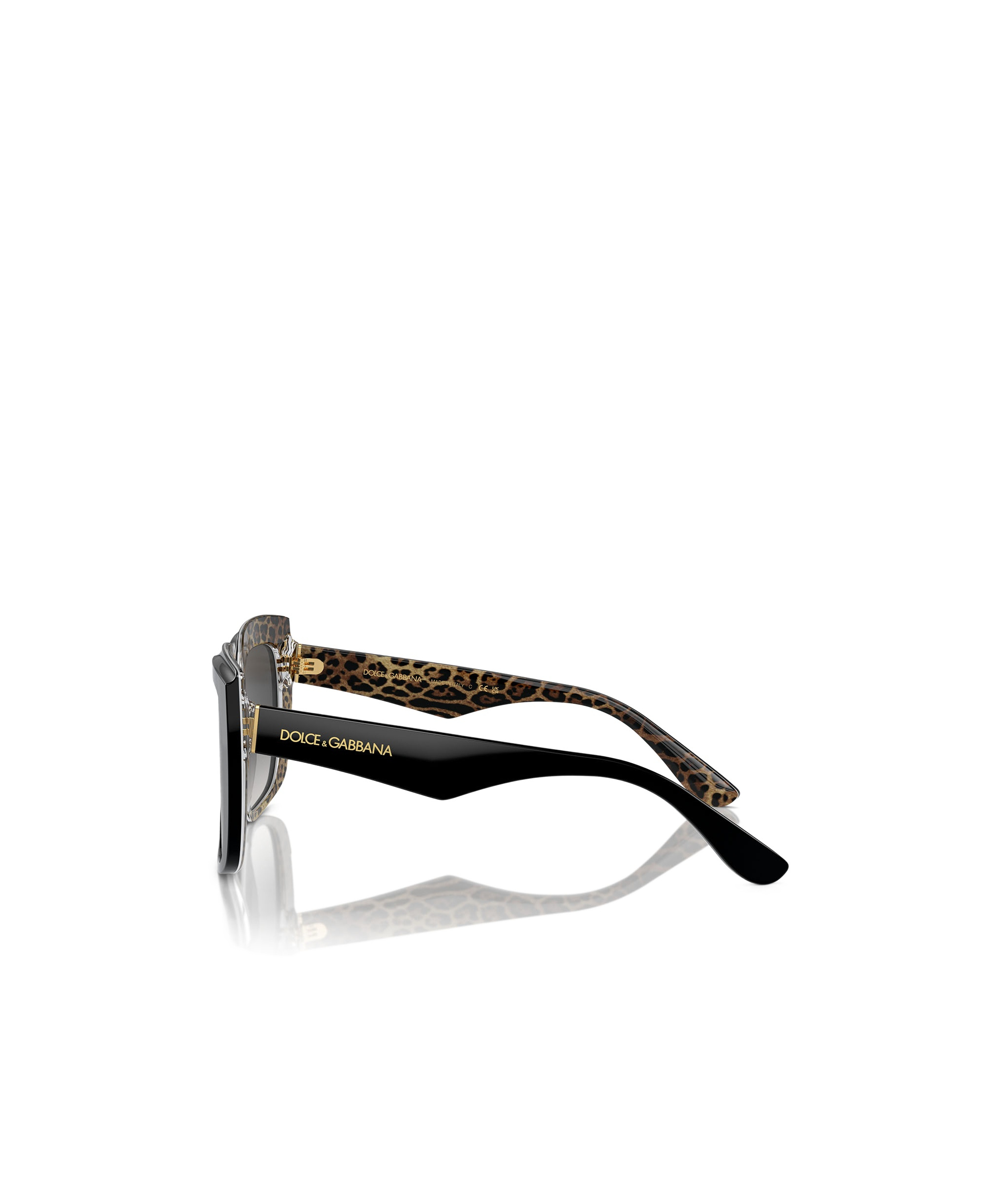 Dolce & Gabbana Square-frame Oversized Sunglasses In Black On Leopard Brown Print